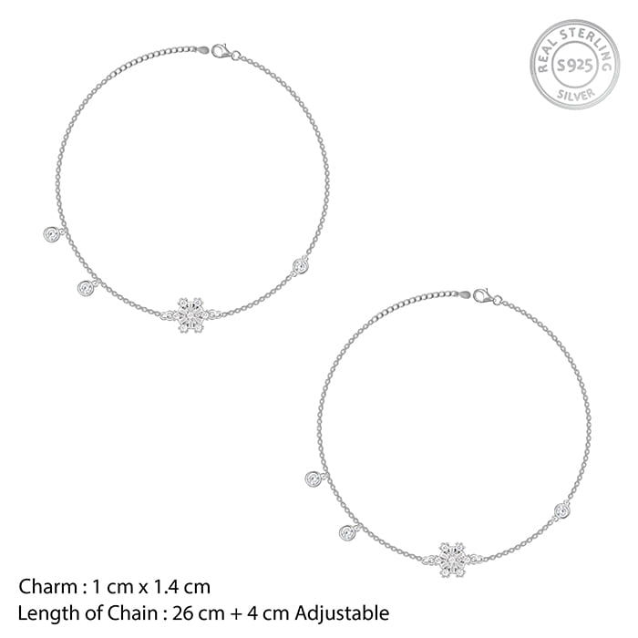 Silver Zircon Bubble Anklet