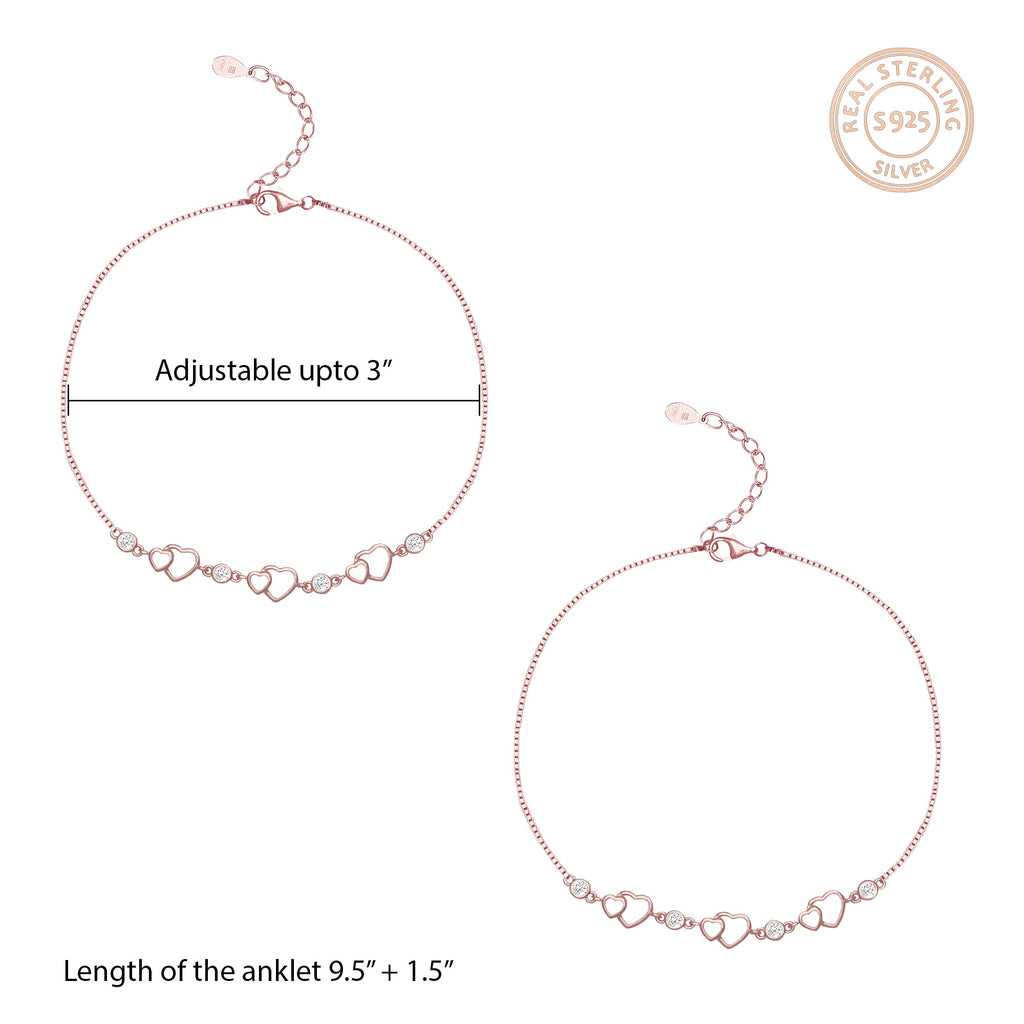 Rose Gold Heart Anklet