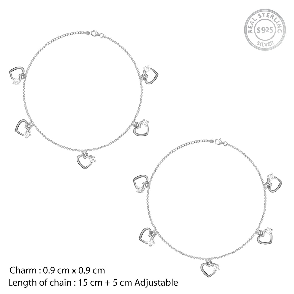 Silver Small Heart Charm Anklet