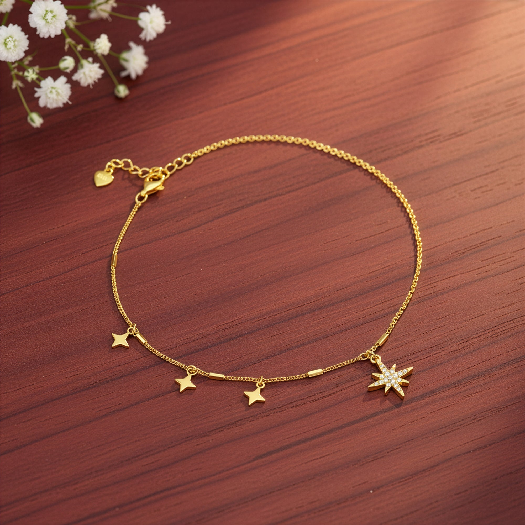 Golden North Star Anklet