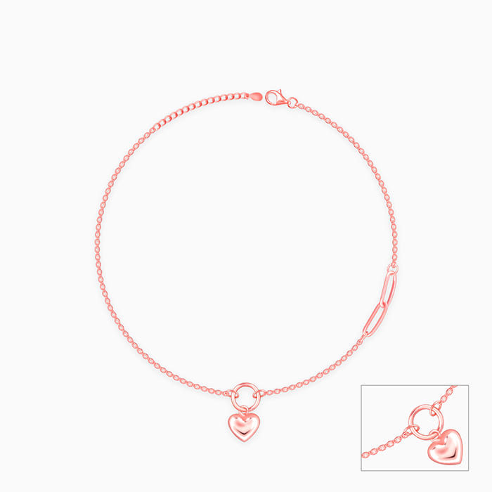 Rose Gold Unwavering Heart Anklet