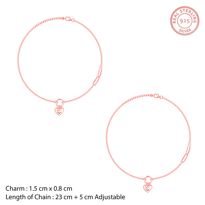 Rose Gold Unwavering Heart Anklet