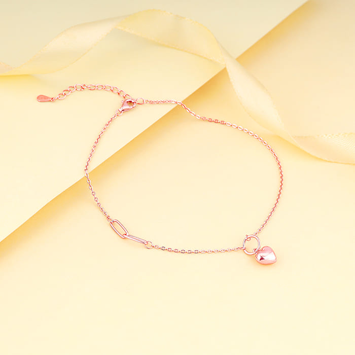 Rose Gold Unwavering Heart Anklet