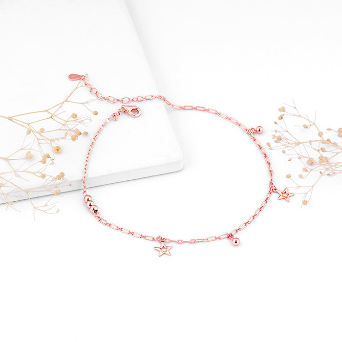 Rose Gold Star Laced Anklet