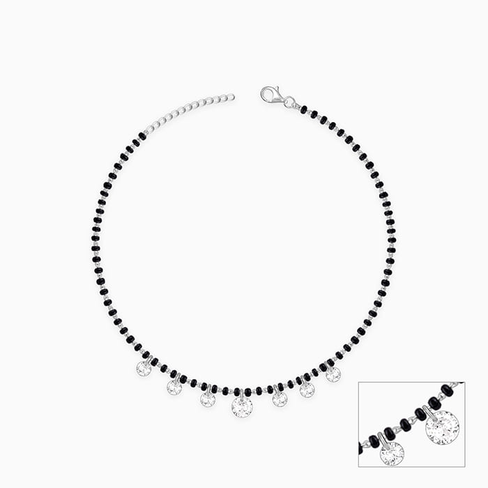 Silver Crystal Charm Anklet