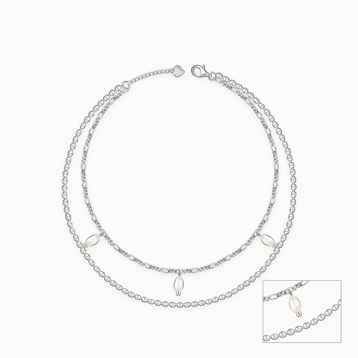 Silver Pearl Mist Anklet