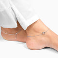 Silver Dewy Heart Anklet