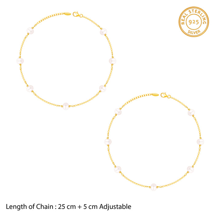 Golden Minimal Pearl Anklet for women 