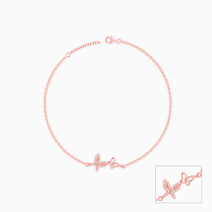 Rose Gold Butterfly Duo Anklet
