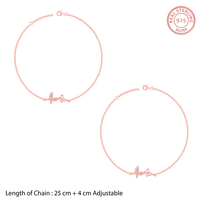 Rose Gold Butterfly Duo Anklet
