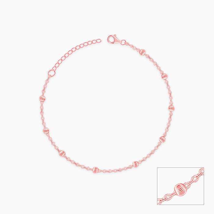 Rose Gold Moon Bead Anklet