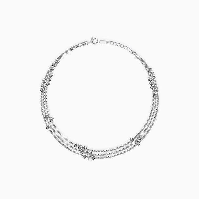 Silver Silence Layered Anklet