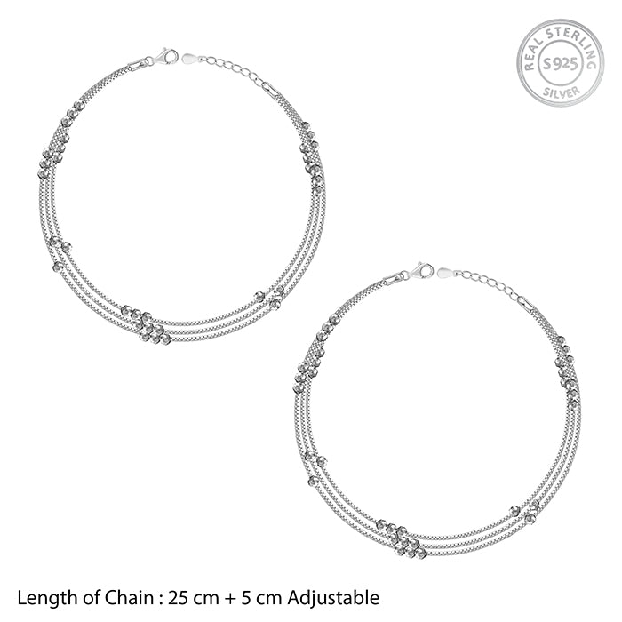Silver Silence Layered Anklet