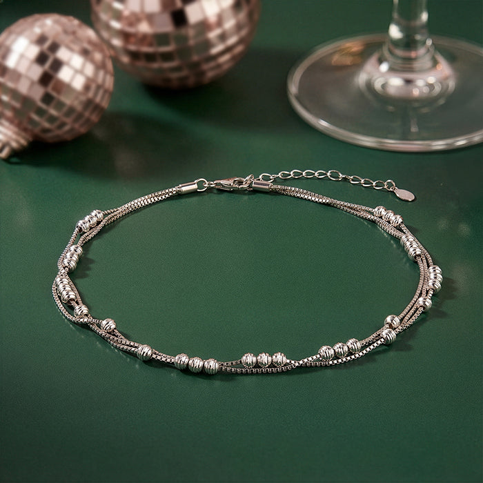 Silver Silence Layered Anklet