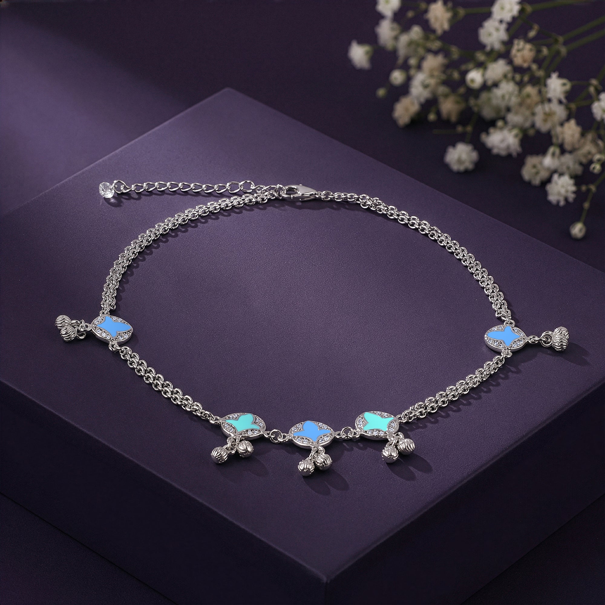Silver Vibrant Beauty Anklet