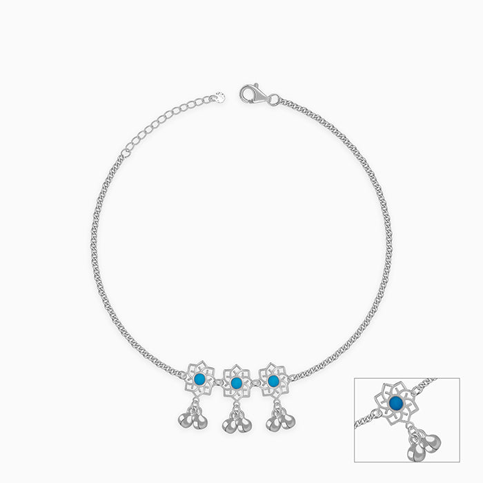 Silver Floral Glint Anklet