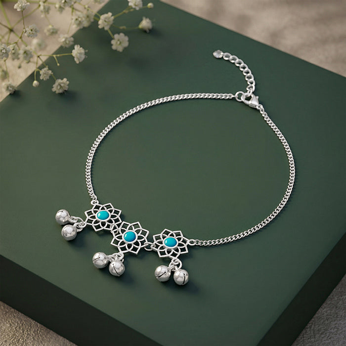 Silver Floral Glint Anklet