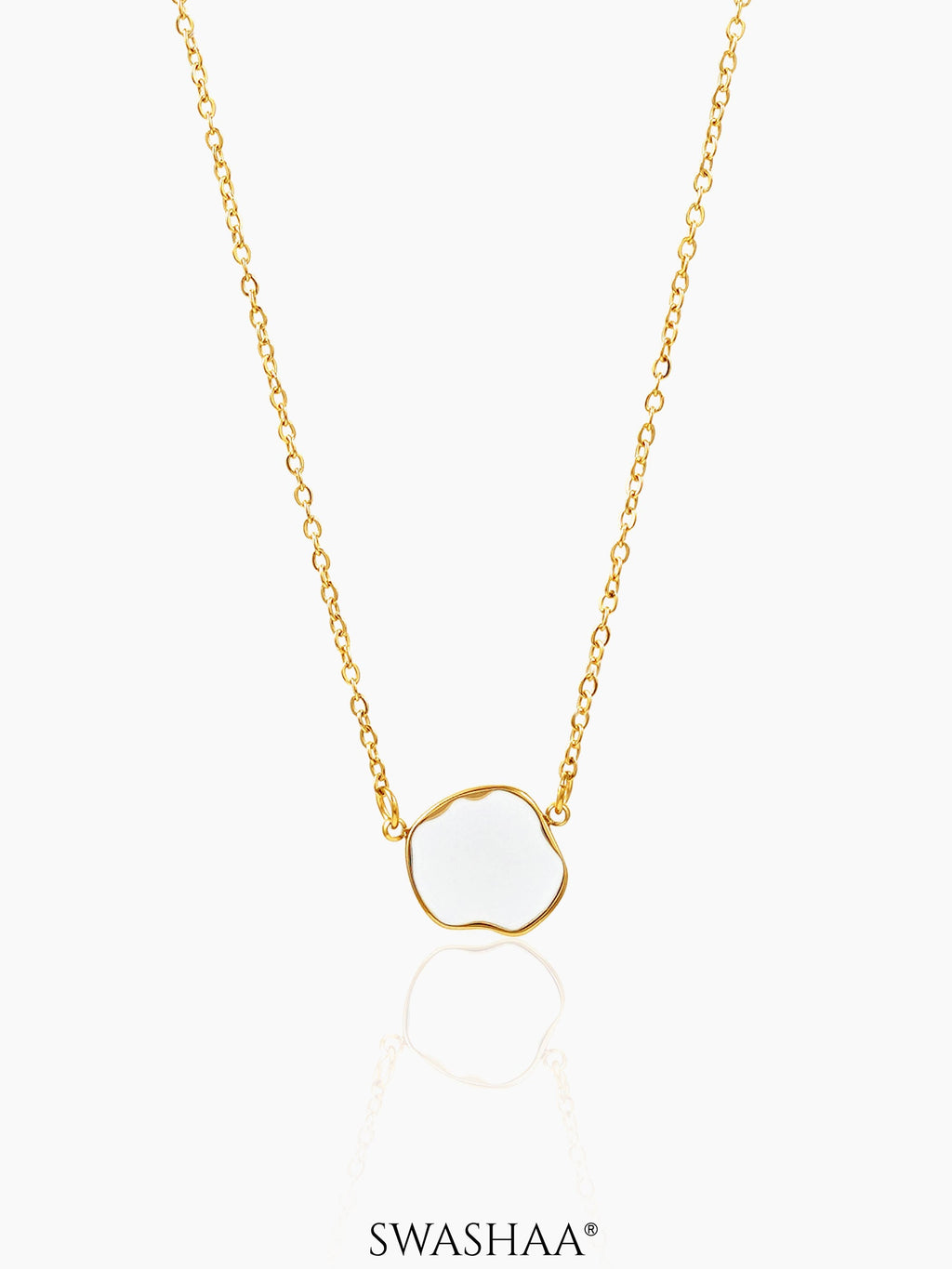 Athaliah White Charm 18K Gold Plated Chain Pendant Necklace