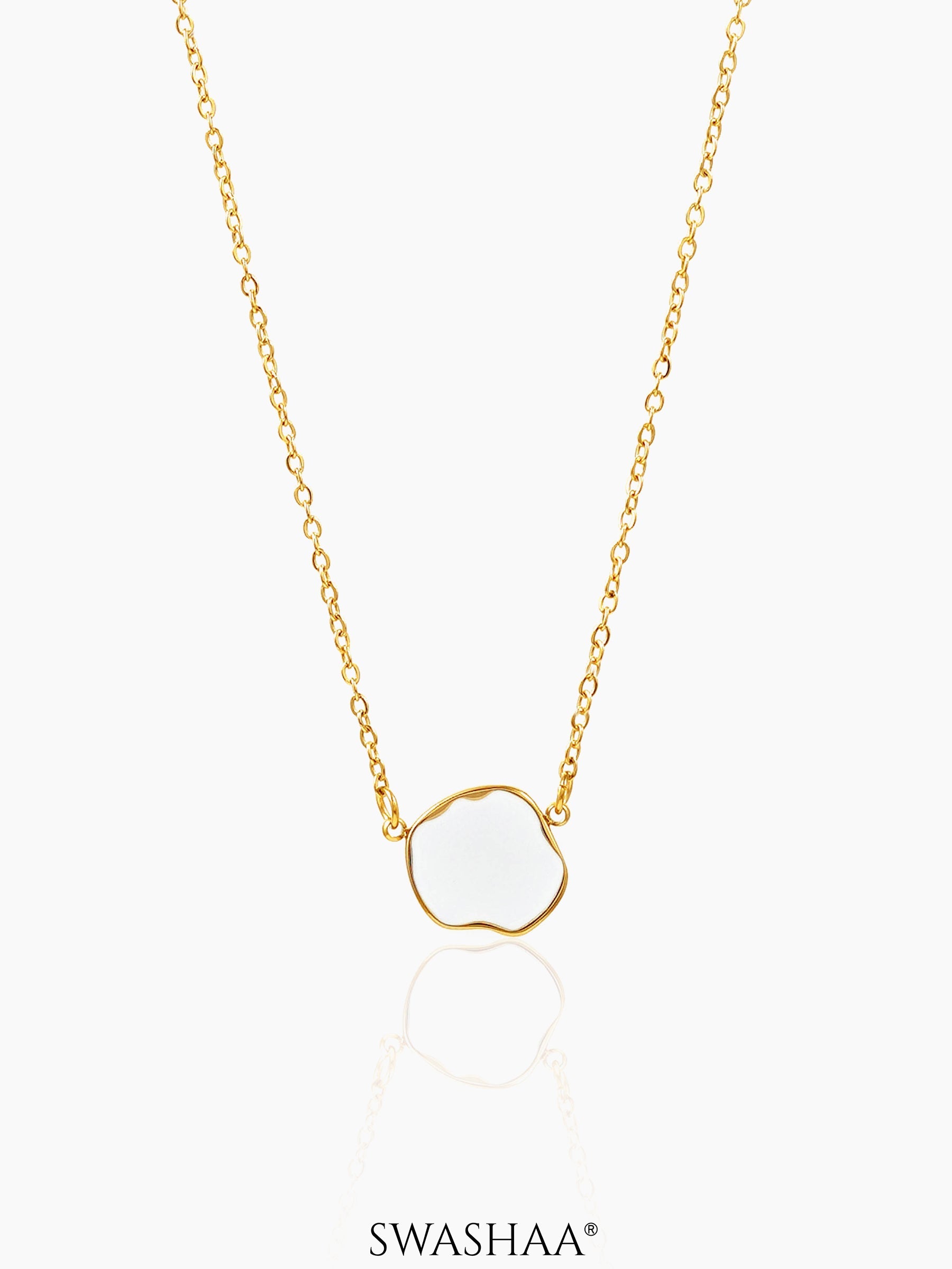Athaliah White Charm 18K Gold Plated Chain Pendant Necklace