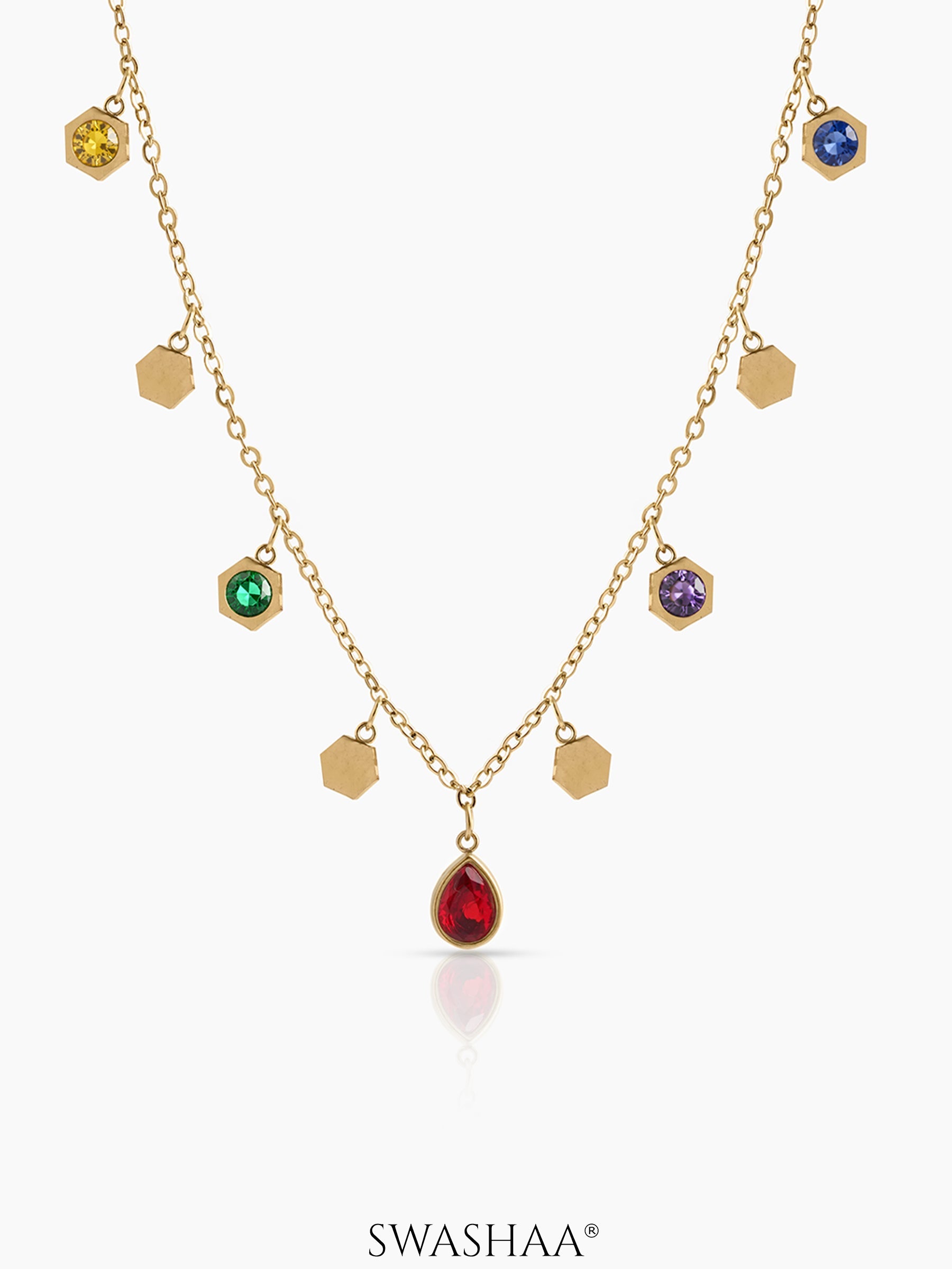 Avyra Multi Hexa Charms Necklace - Swashaa