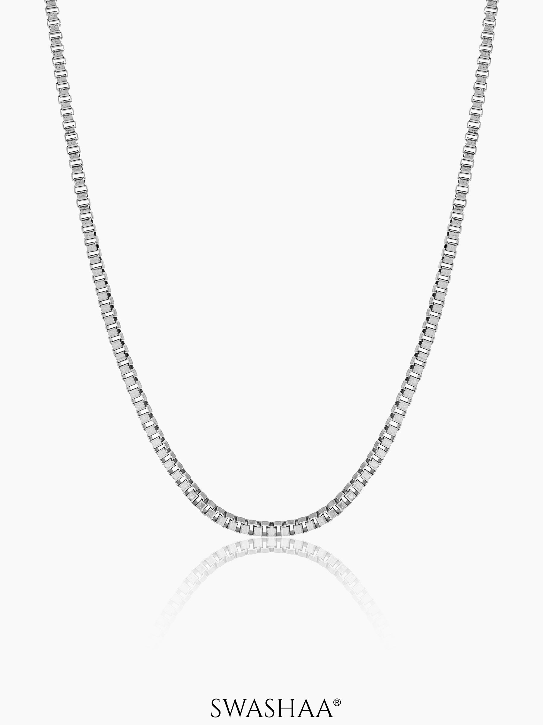Box Uniform Silhouette 1MM Silver Women's Chain