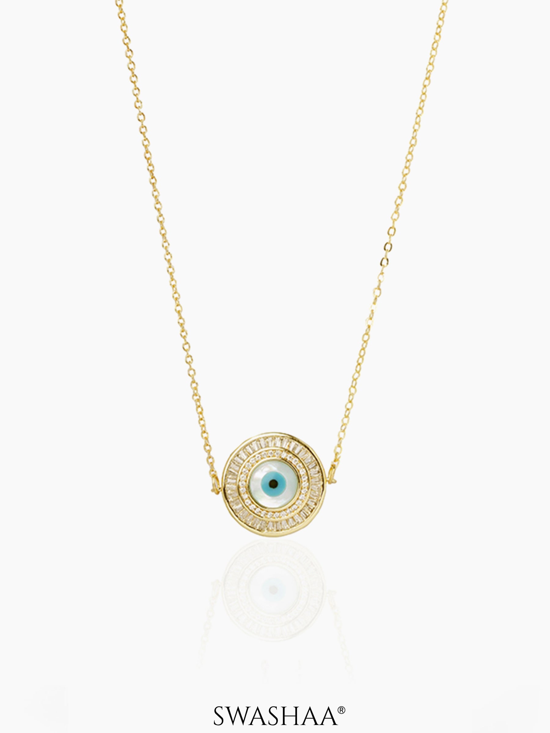 Camilla Diamond Evil Eye 18K Gold Plated Chain Pendant Necklace