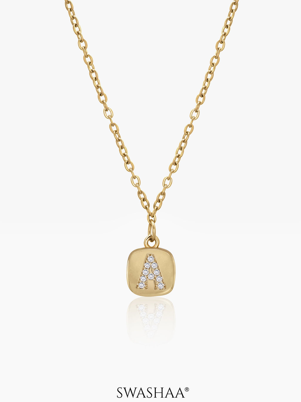 Customized Diamond Studded Initial Necklace - Swashaa