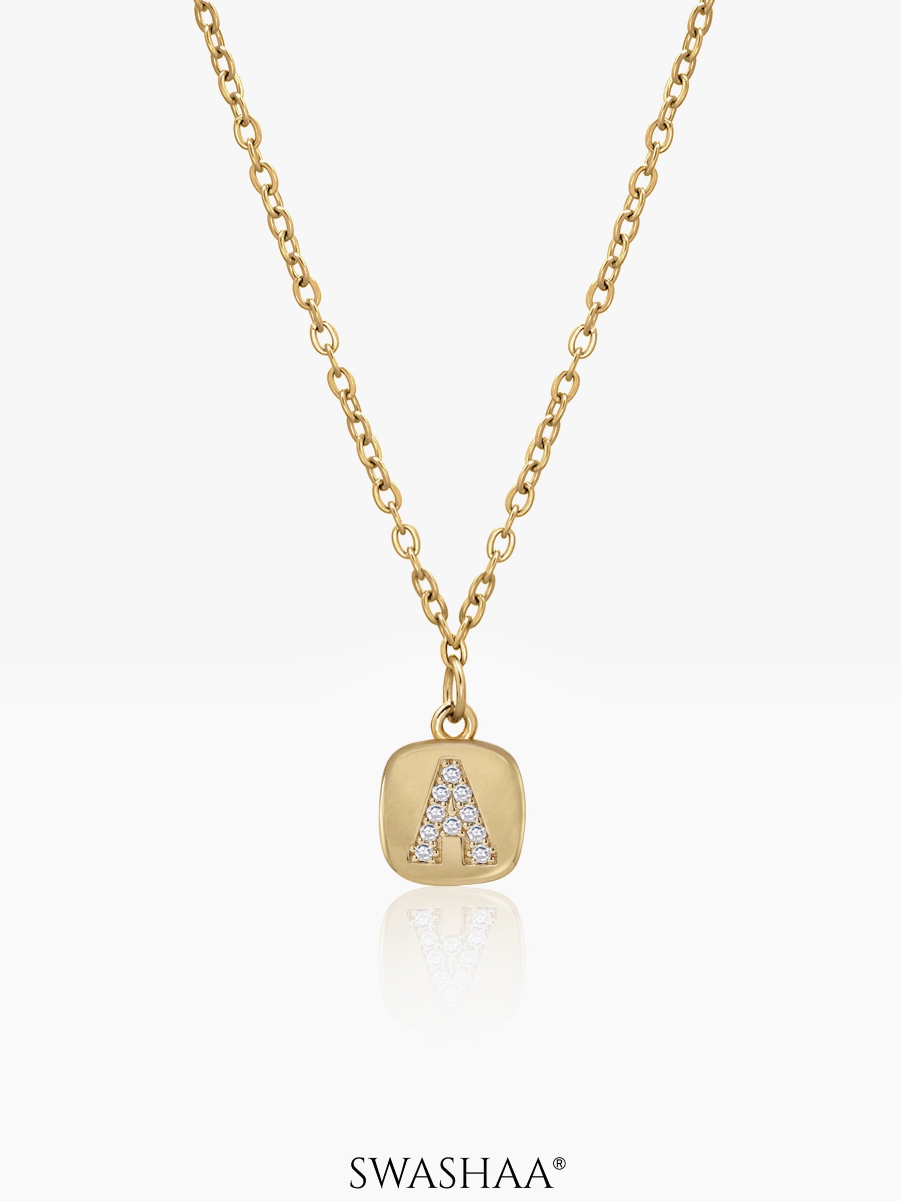Customized Diamond Studded Initial Necklace - Swashaa