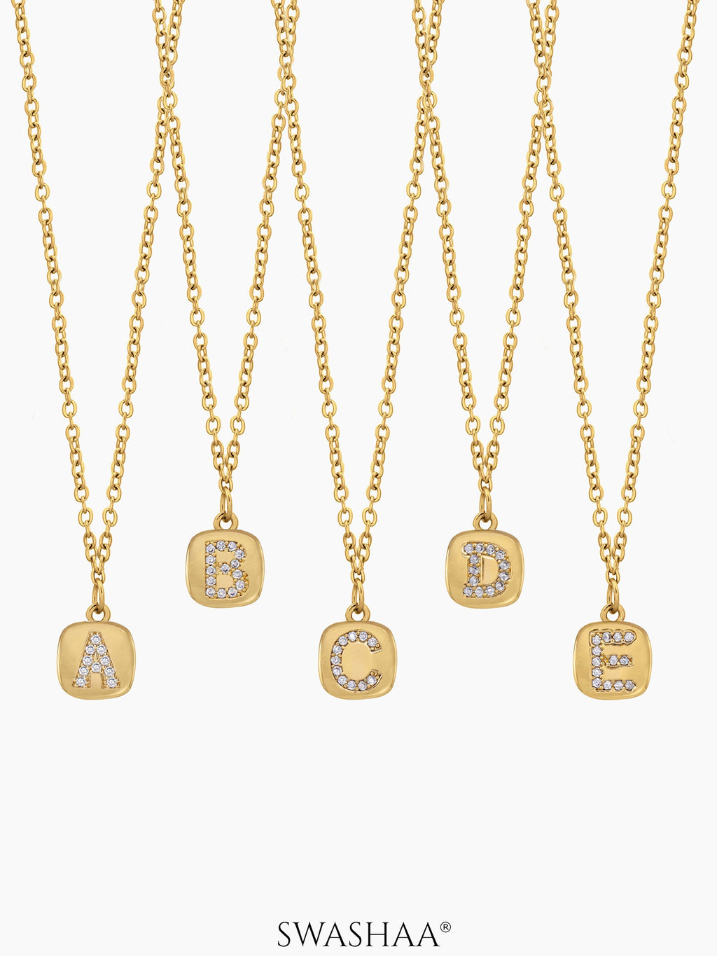 Customized Diamond Studded Initial Necklace - Swashaa