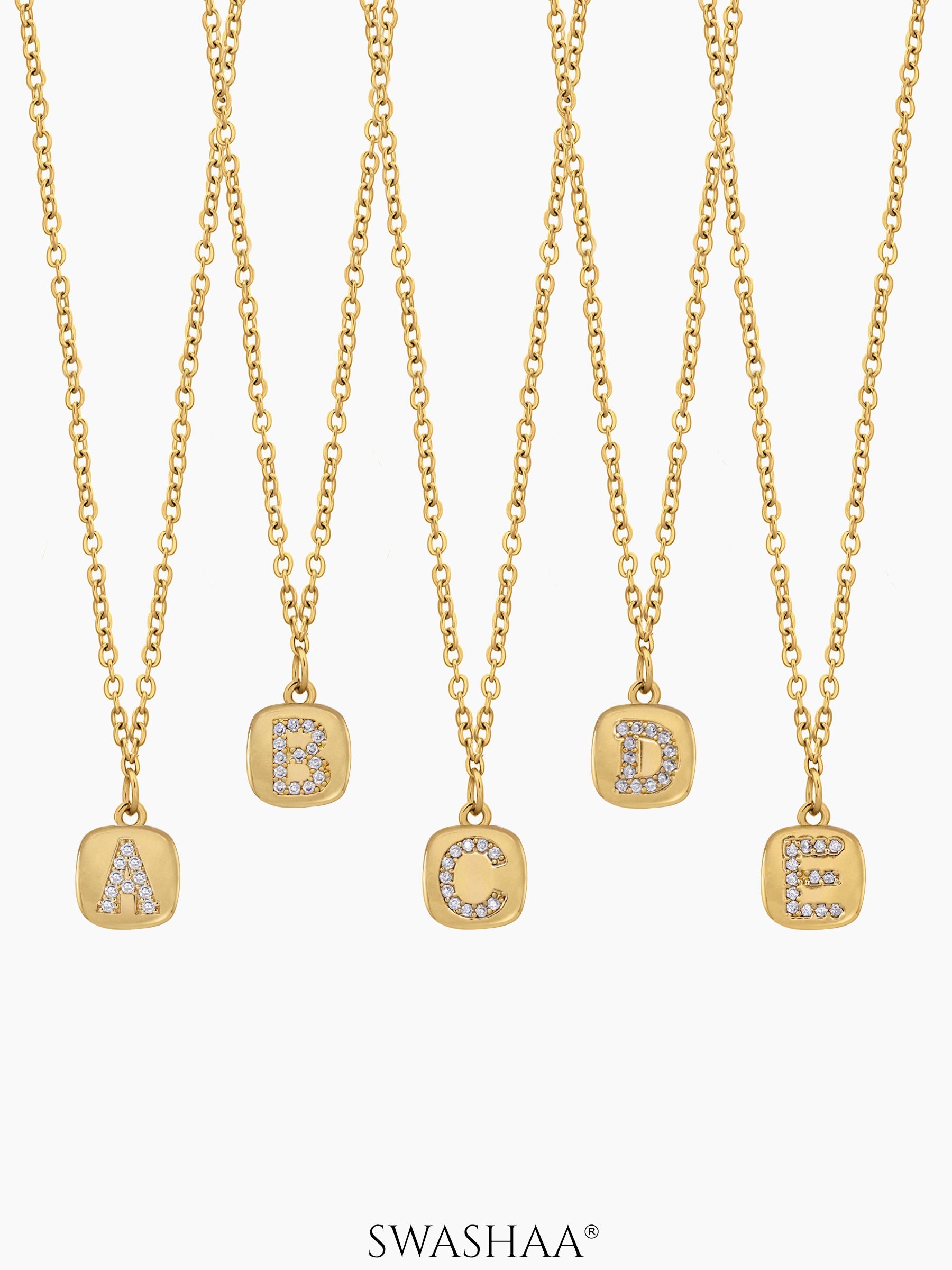 Customized Diamond Studded Initial Necklace - Swashaa