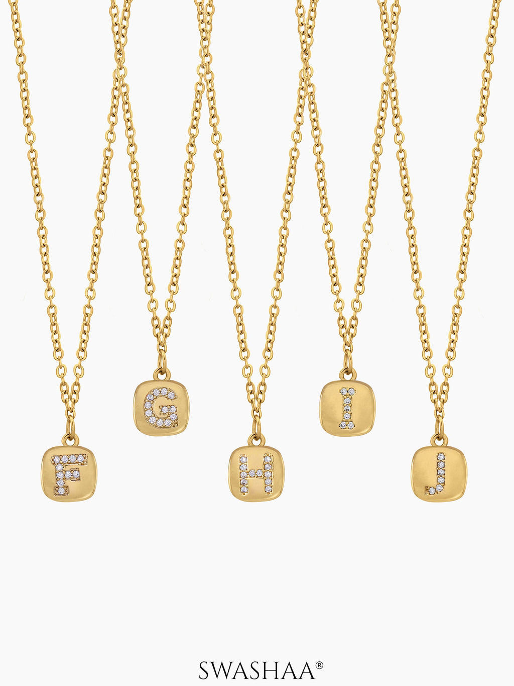 Customized Diamond Studded Initial Necklace - Swashaa