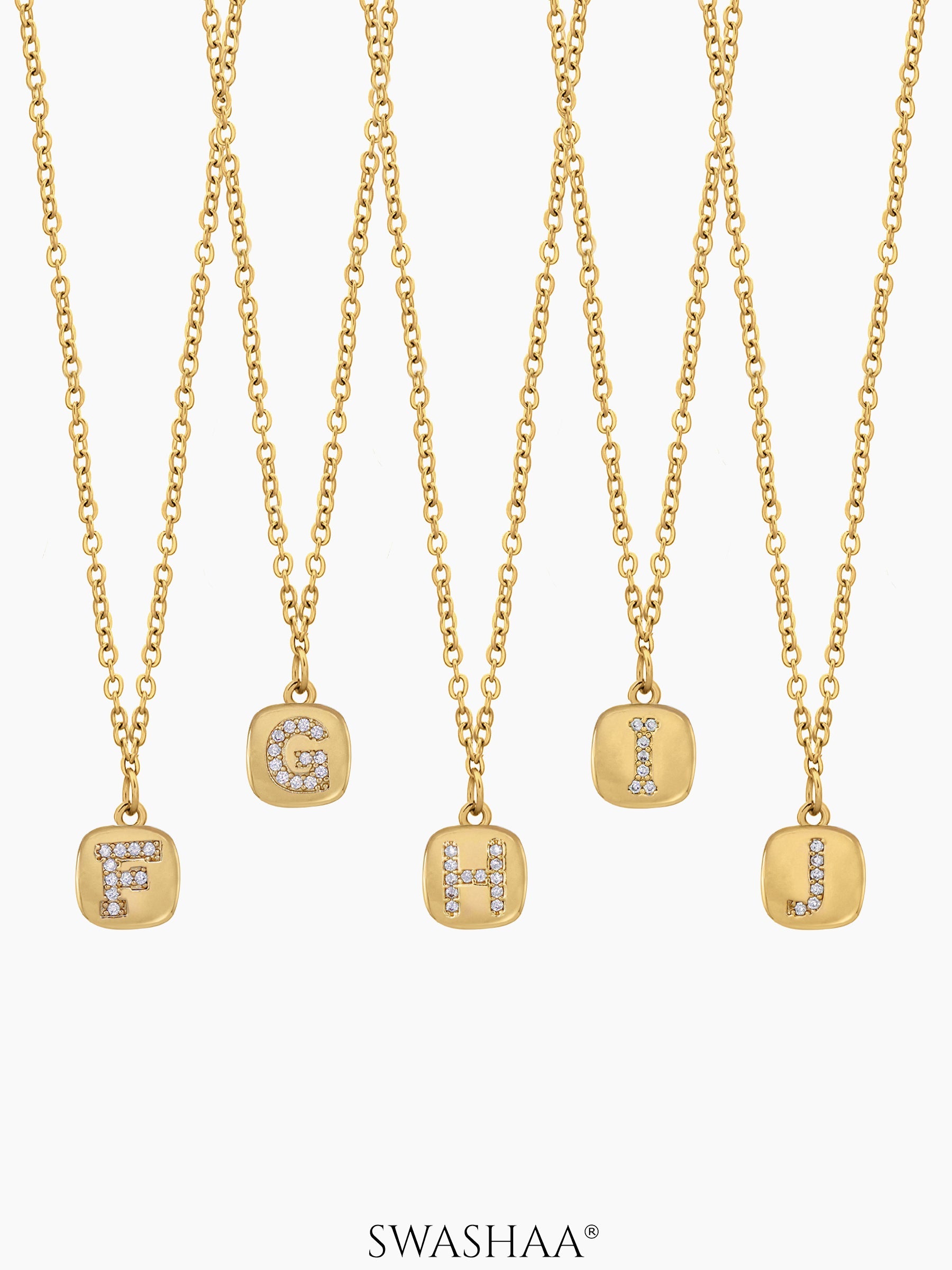 Customized Diamond Studded Initial Necklace - Swashaa