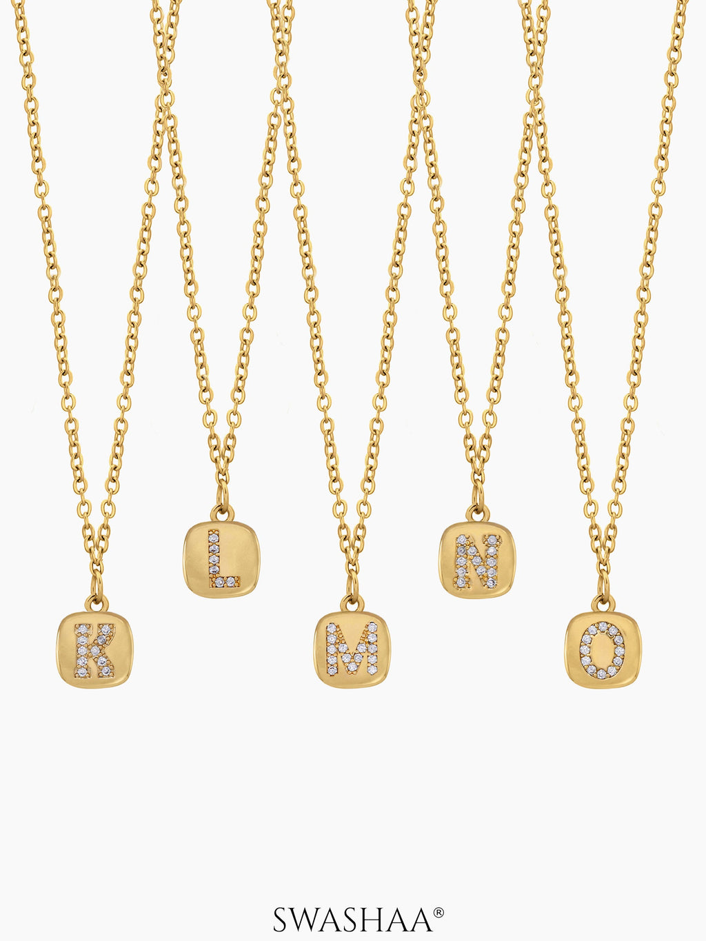 Customized Diamond Studded Initial Necklace - Swashaa