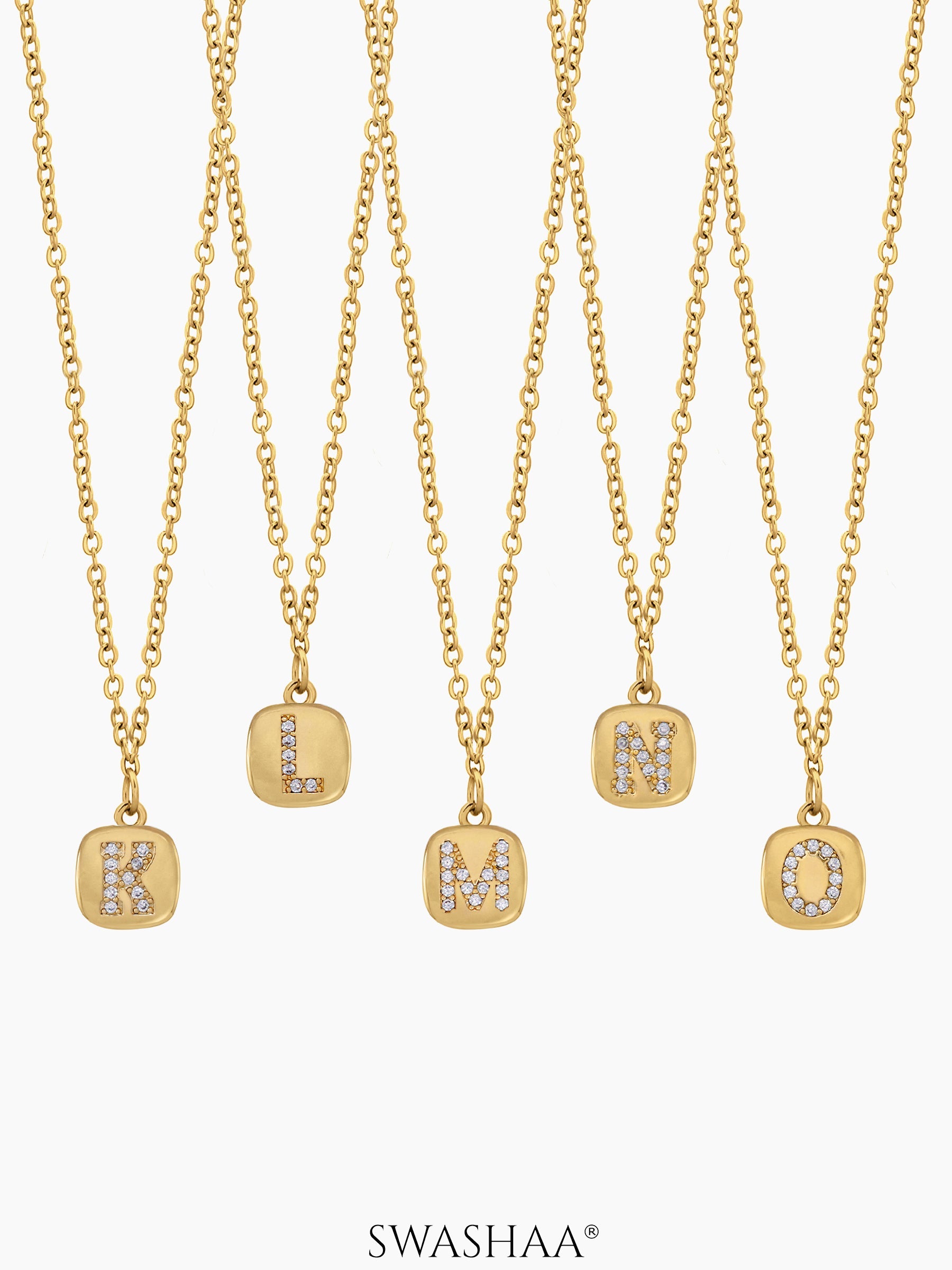 Customized Diamond Studded Initial Necklace - Swashaa
