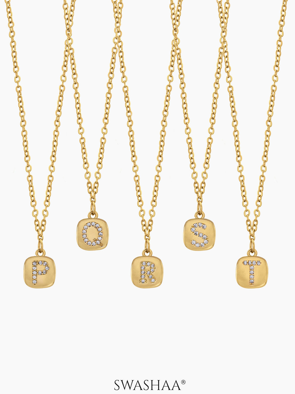Customized Diamond Studded Initial Necklace - Swashaa
