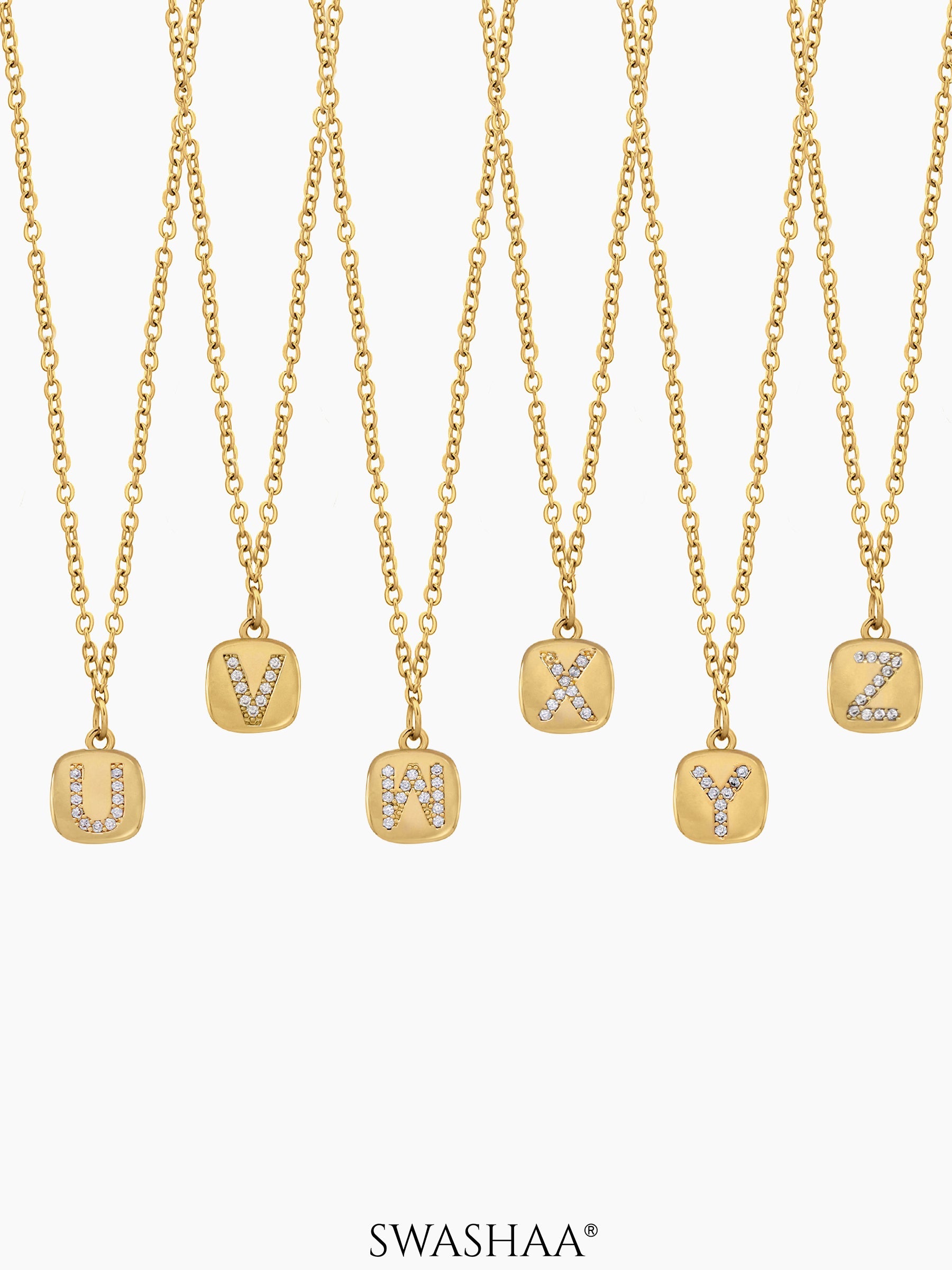 Customized Diamond Studded Initial Necklace - Swashaa