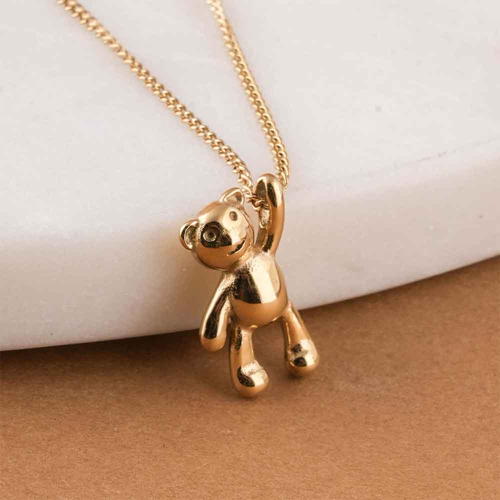 Gold Teddy Bear Pendant Necklace - 3