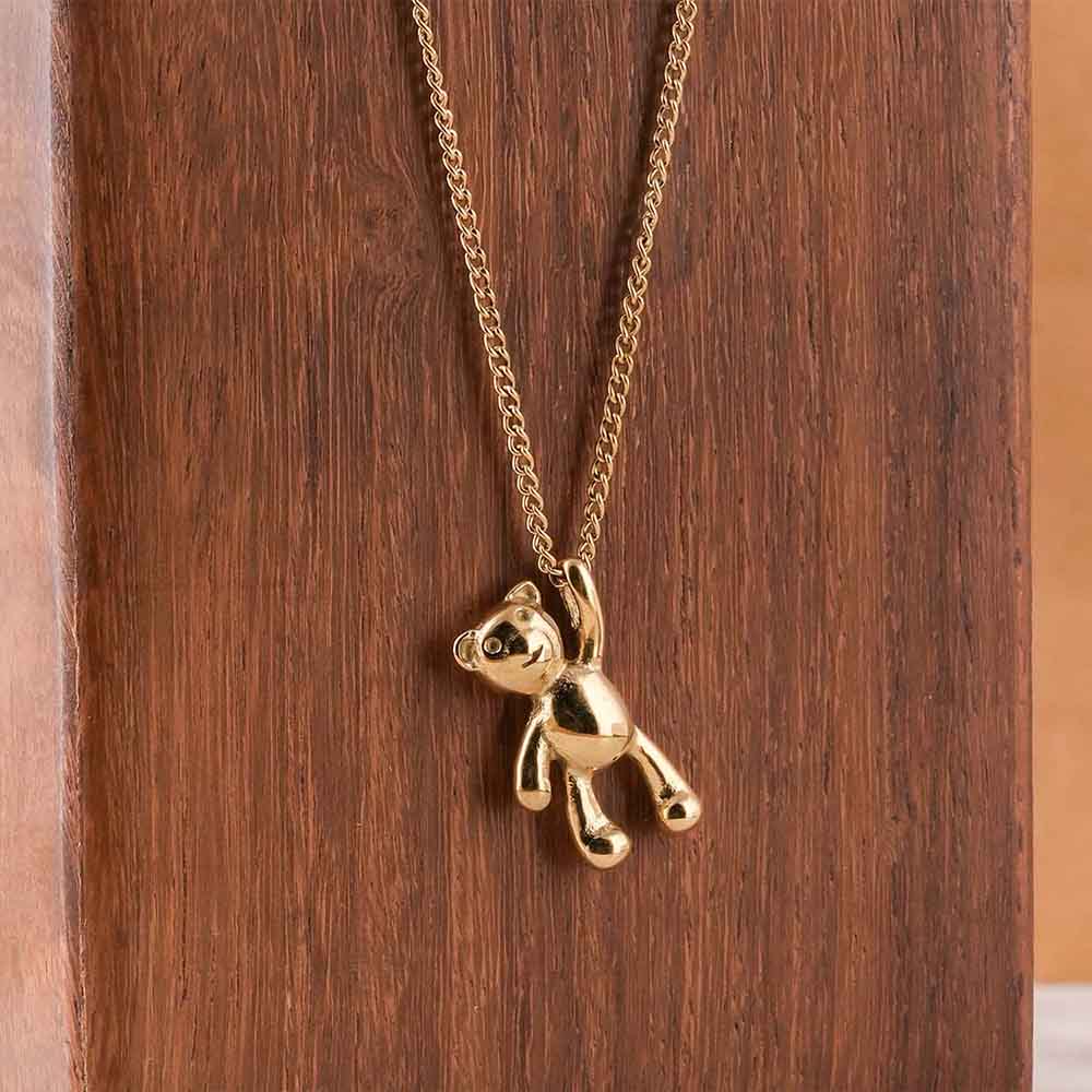 Gold Teddy Bear Pendant Necklace - 2