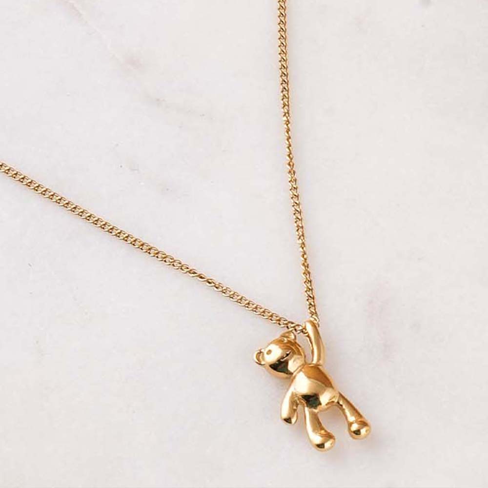 Gold Teddy Bear Pendant Necklace - 1