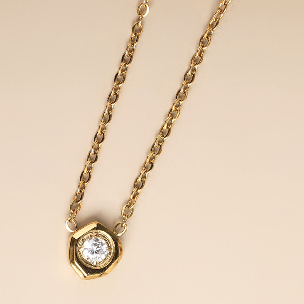 White Gemstone Gold Chain Necklace - 4 
