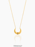 Delfina Crescent Moon Charm 18K Gold Plated Chain Pednant Necklace