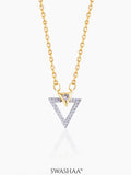Dove Triangle Trigon Diamond 18K Gold Plated Chain Pendant Necklace