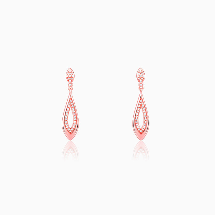 Rose Gold Halo Drop Earrings