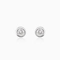 Silver Zircon Bezel Stud Earrings