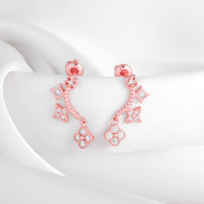 Rose Gold Charm Dangle Earrings