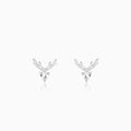 Silver Deer Heart Stud Earrings