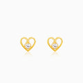 Golden Zircon Studded Heart Earrings