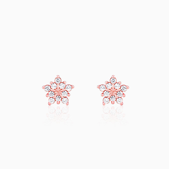 Rose Gold Shining Star Stud Earrings