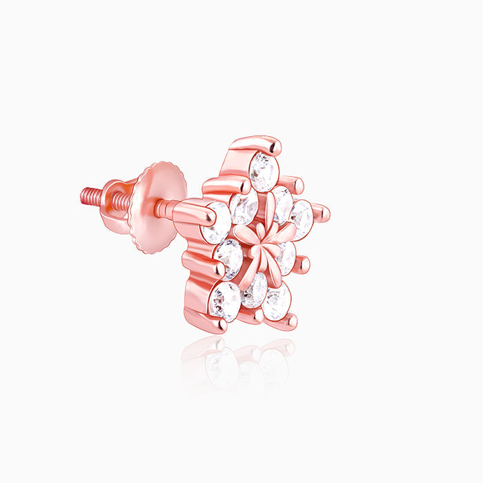 Rose Gold Shining Star Stud Earrings