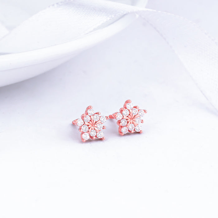 Rose Gold Shining Star Stud Earrings